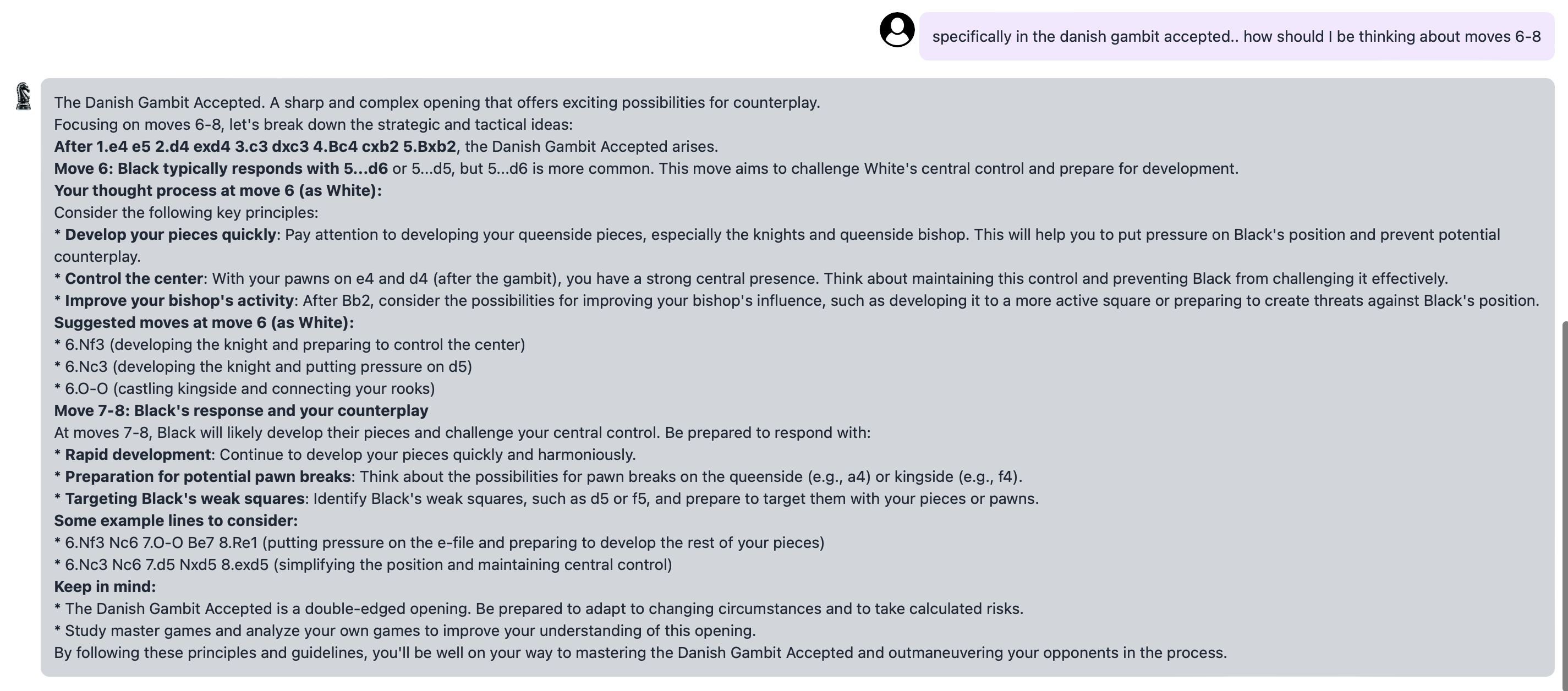 AI chatbot providing chess feedback